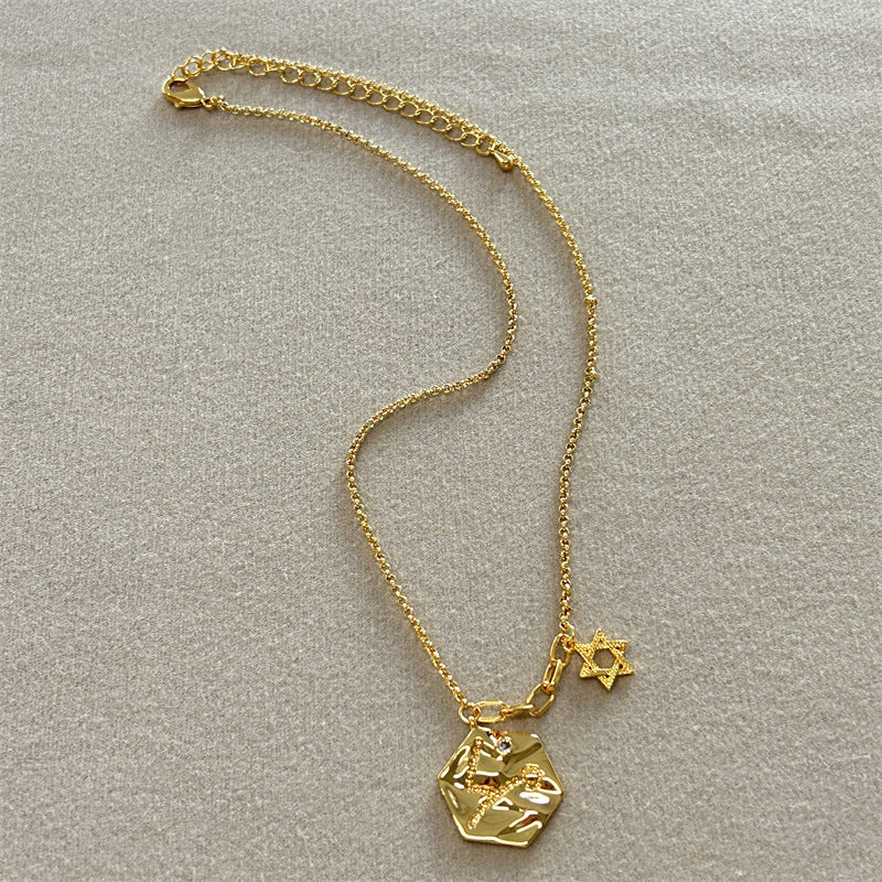 With White Twin Pearl Dolphin Hexagram Necklaces