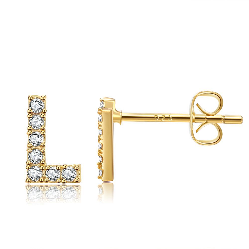 Women's Trend Small Alphabet Letter Brass Gold Earrings