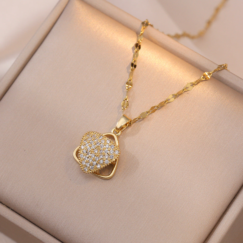 Rotating Design Light Luxury High-grade Temperament Inlaid Necklaces