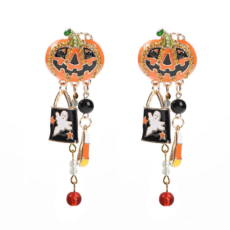 Creative Oil Dripping Pumpkin Funny Halloween Earrings