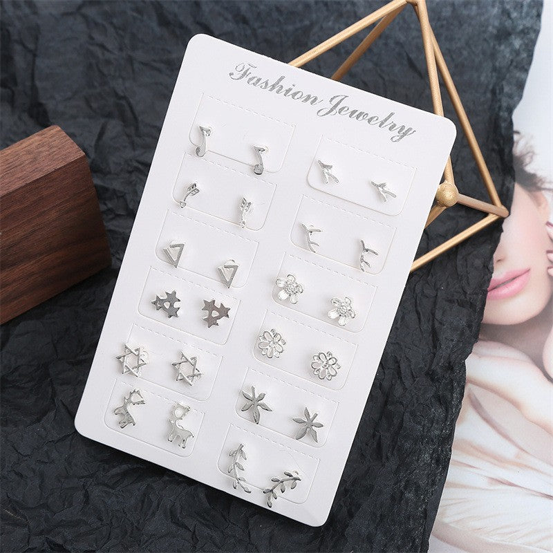 Women's Korean Style Personalized Small Love Snowflake Stud Earrings