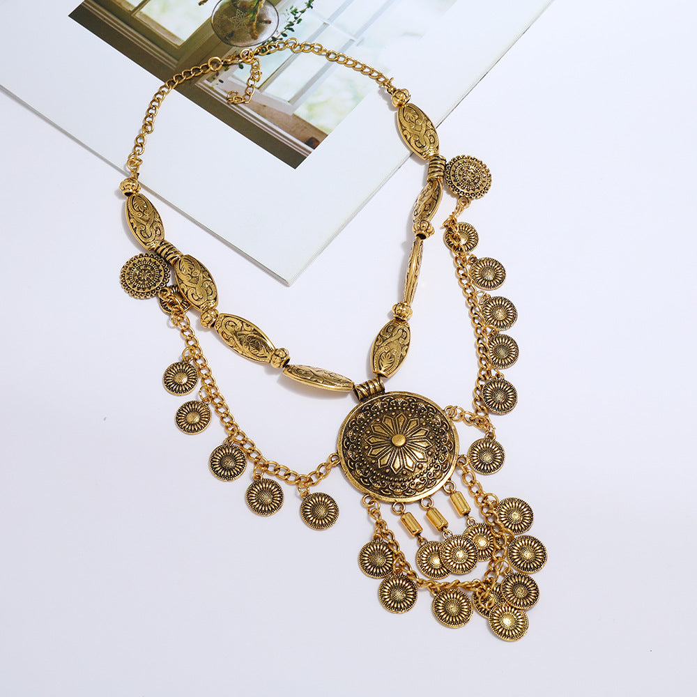 Profile Ethnic Style Alloy Coin Personality Necklaces