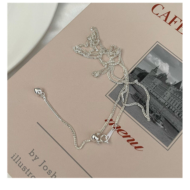 Women's Korean Sterling Sier Heart-shaped With Adjustable Necklaces