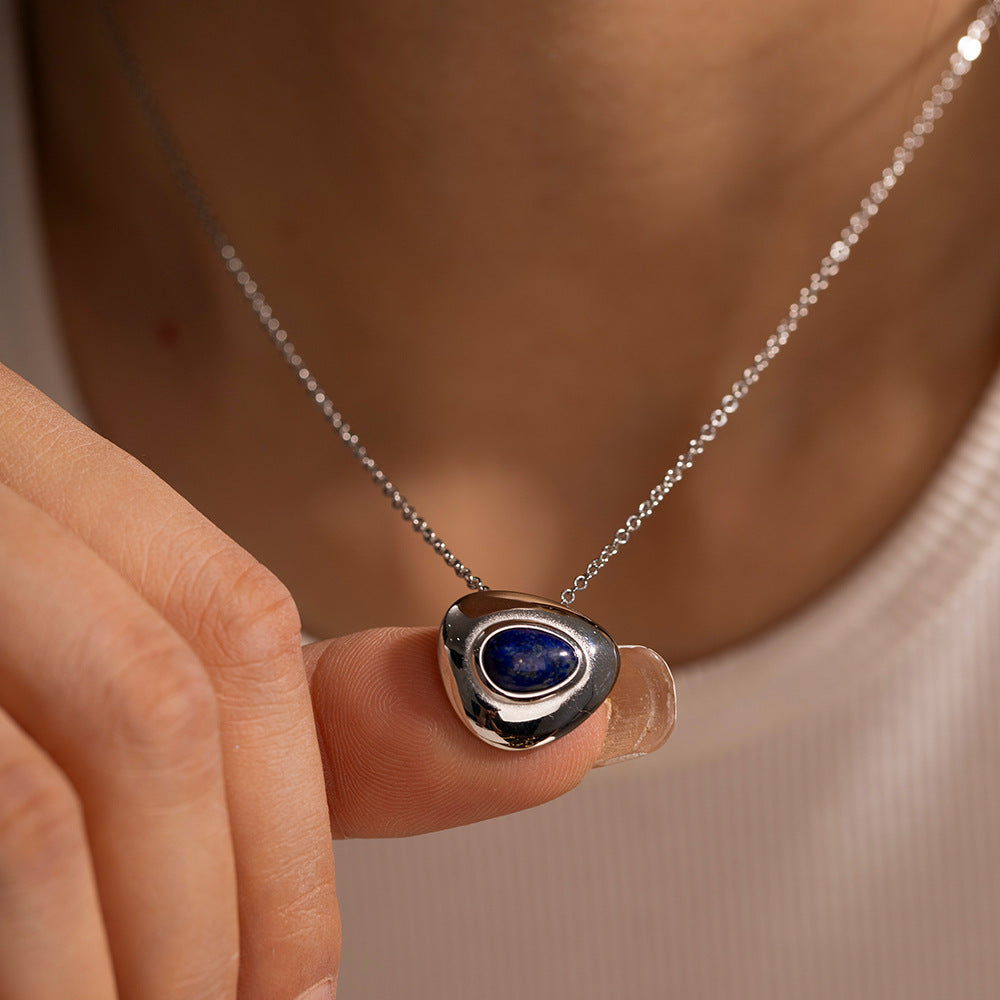 Summer Style French Vintage Inlaid Lapis Necklaces