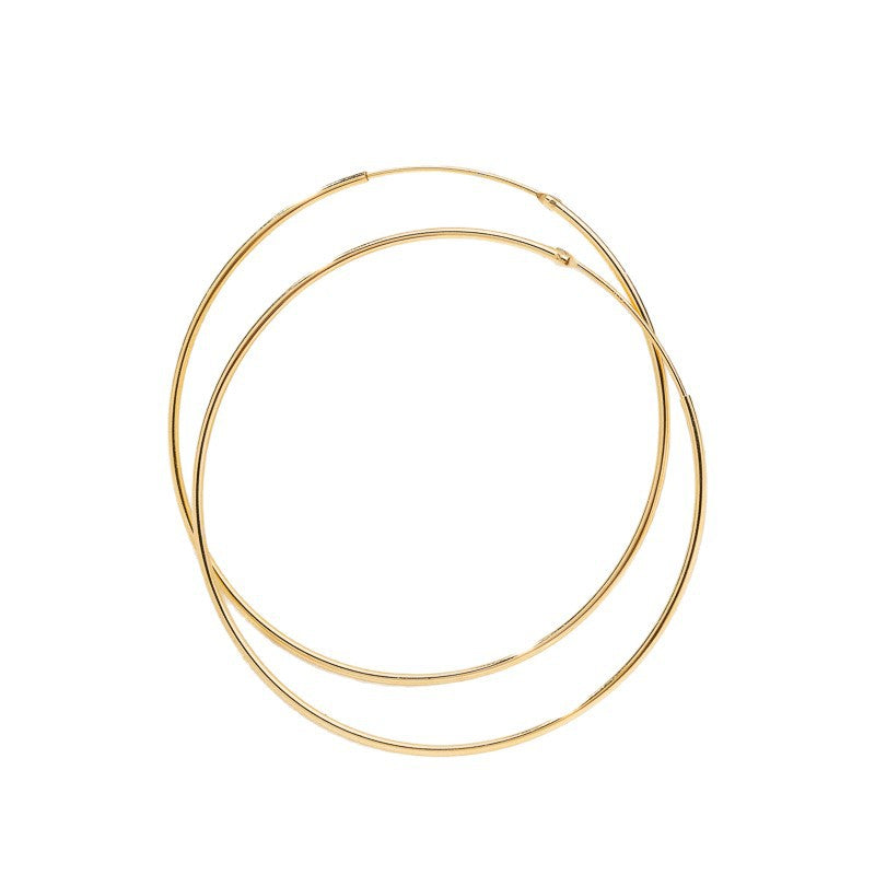 Needle Big Ear Gold Plated White Copper Fashion Personality Round Earrings