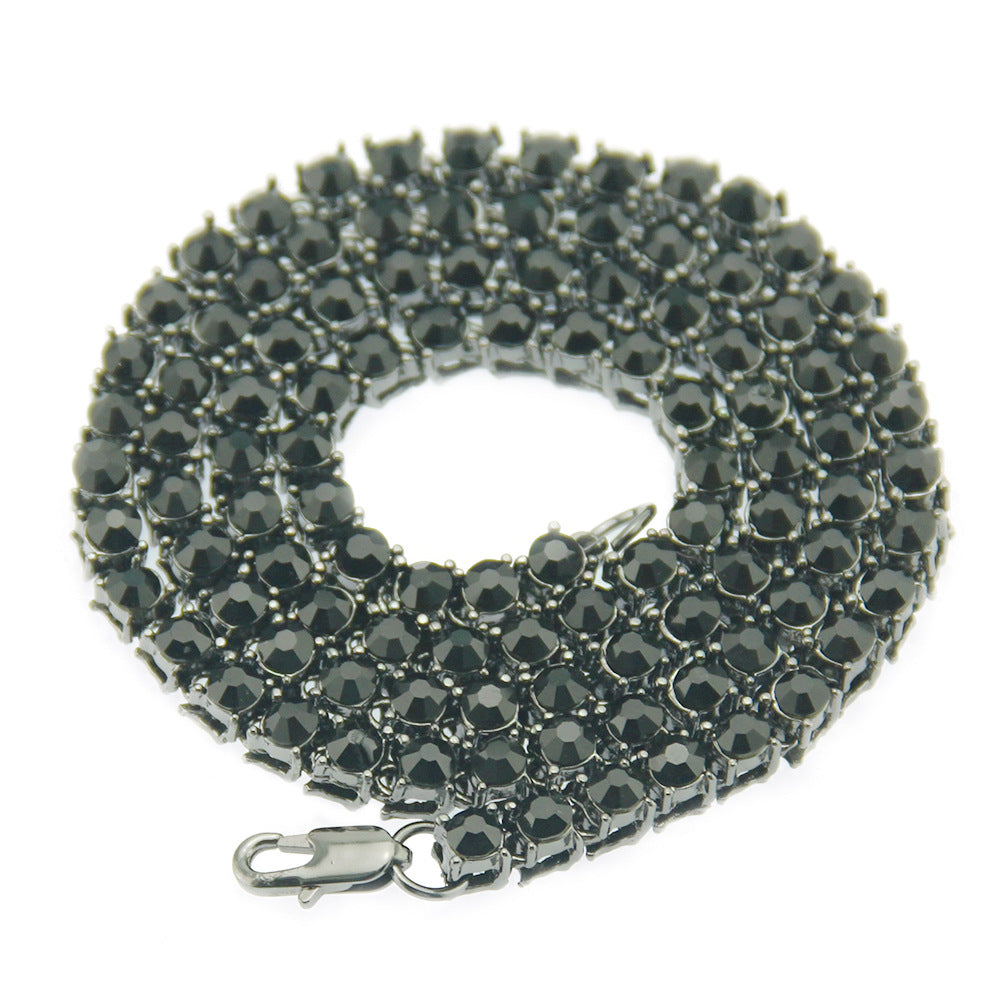 Men's Gang Drill Alloy Rhinestone Single Row Diamond Necklaces