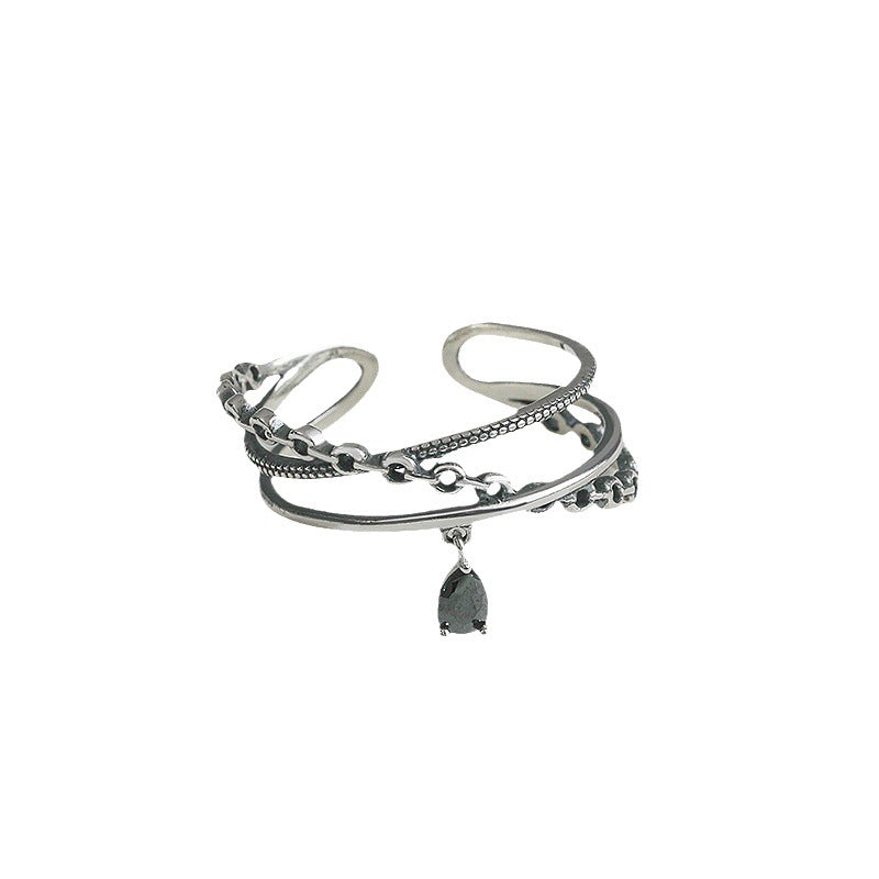 Kette Kreuz offenes Design Retro schwarze Strassringe