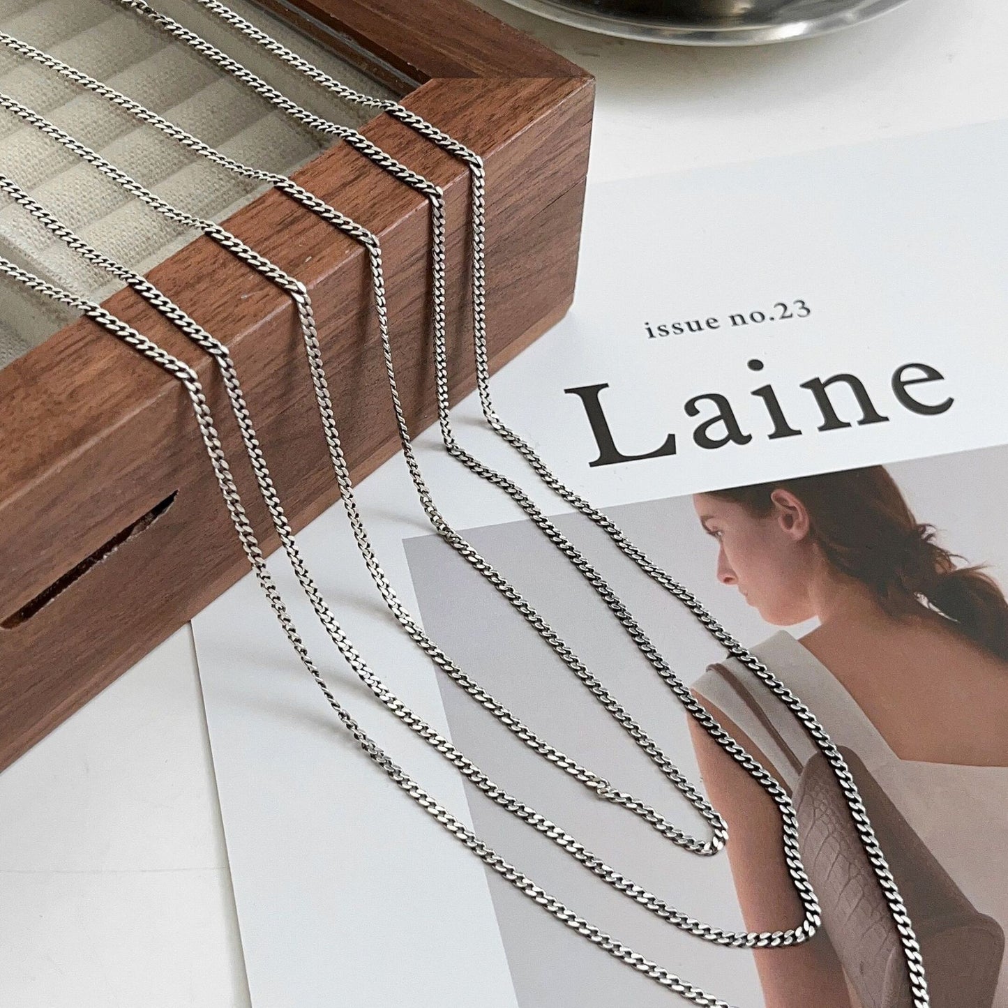 Colliers coréens allongés avec chaîne de pull en argent Sterling pour femmes, hommes et femmes