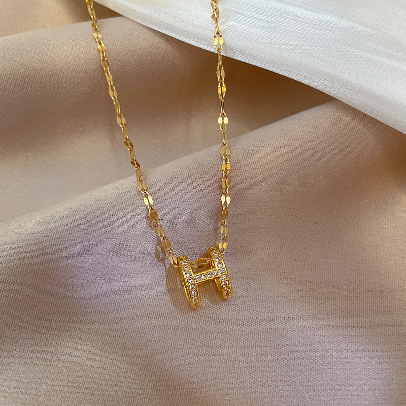 Titanium Steel High-grade Diamond Letter Female Necklaces