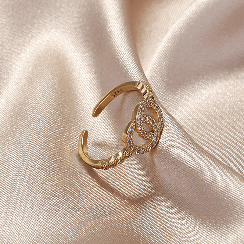 Women's Yellow Gold Plated For Micro Rhinestone Rings