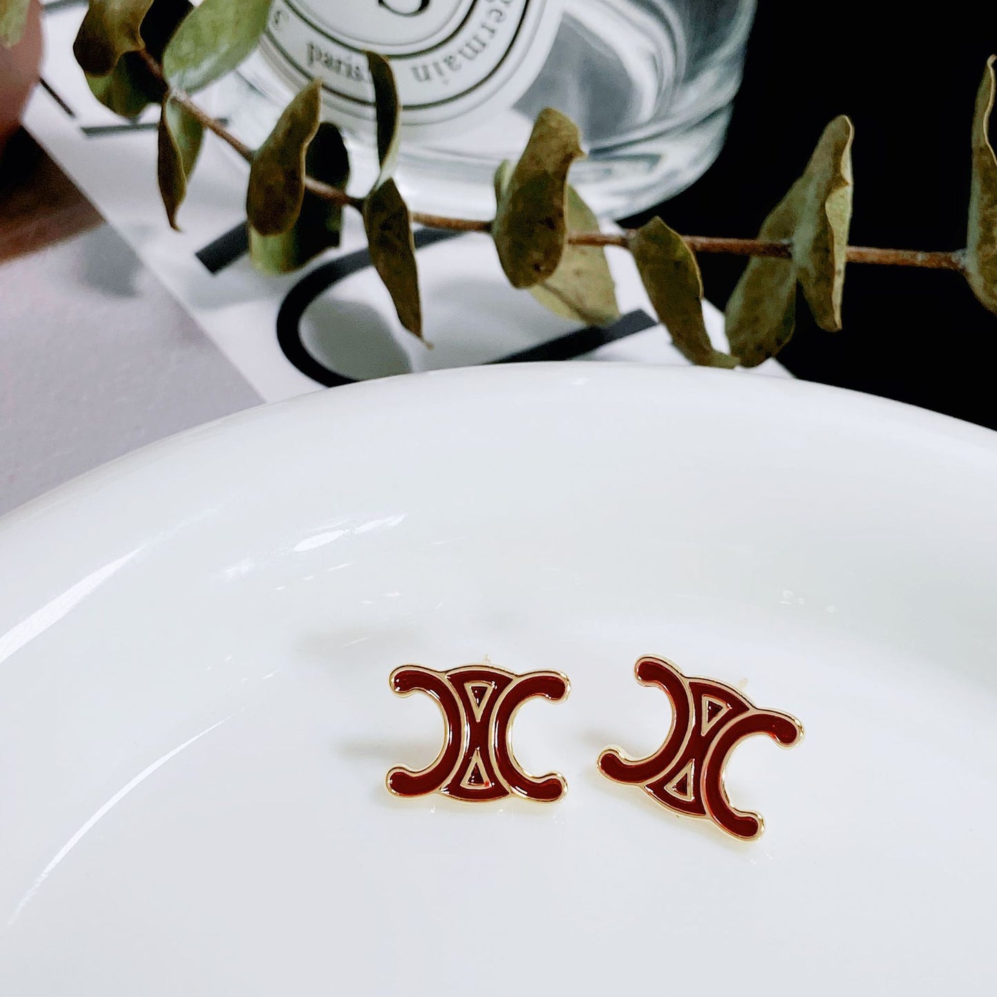 Boucles d'oreilles à la mode en forme d'aiguille en argent, rétro français, Arc Simple, émail