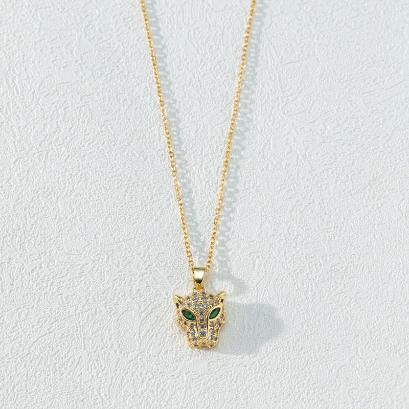 Gold Leopard Vintage Zircon Titanium Steel Hip Hop Necklaces