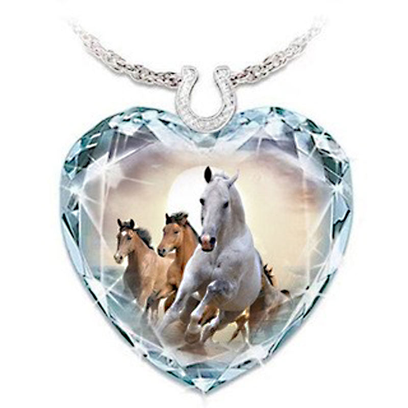 Série de pendentifs coeur de pêche en cristal, colliers simples
