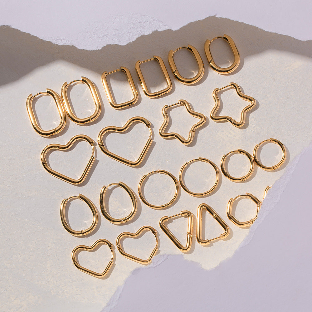 Women's Style Elegant Titanium Steel Stainless Gold Earrings