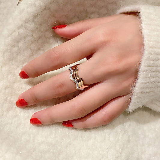 Women's Steel Simple Rose Gold Stainless Retro Rings