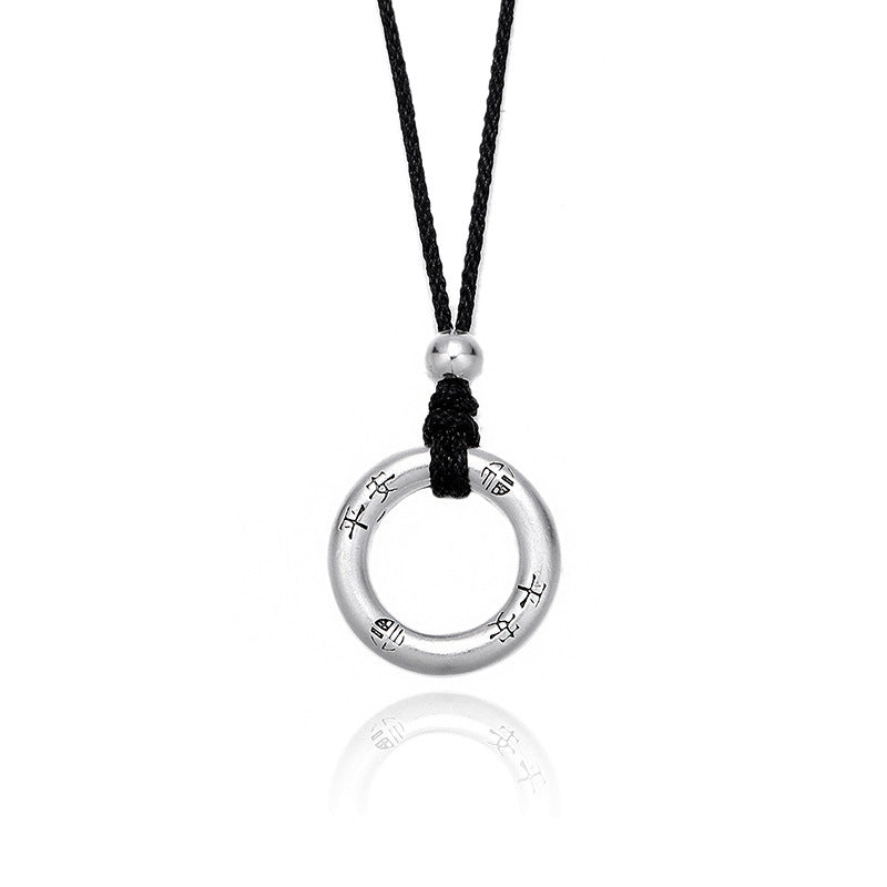 Colliers avec pendentif An Fu en argent pur, boucle de paix