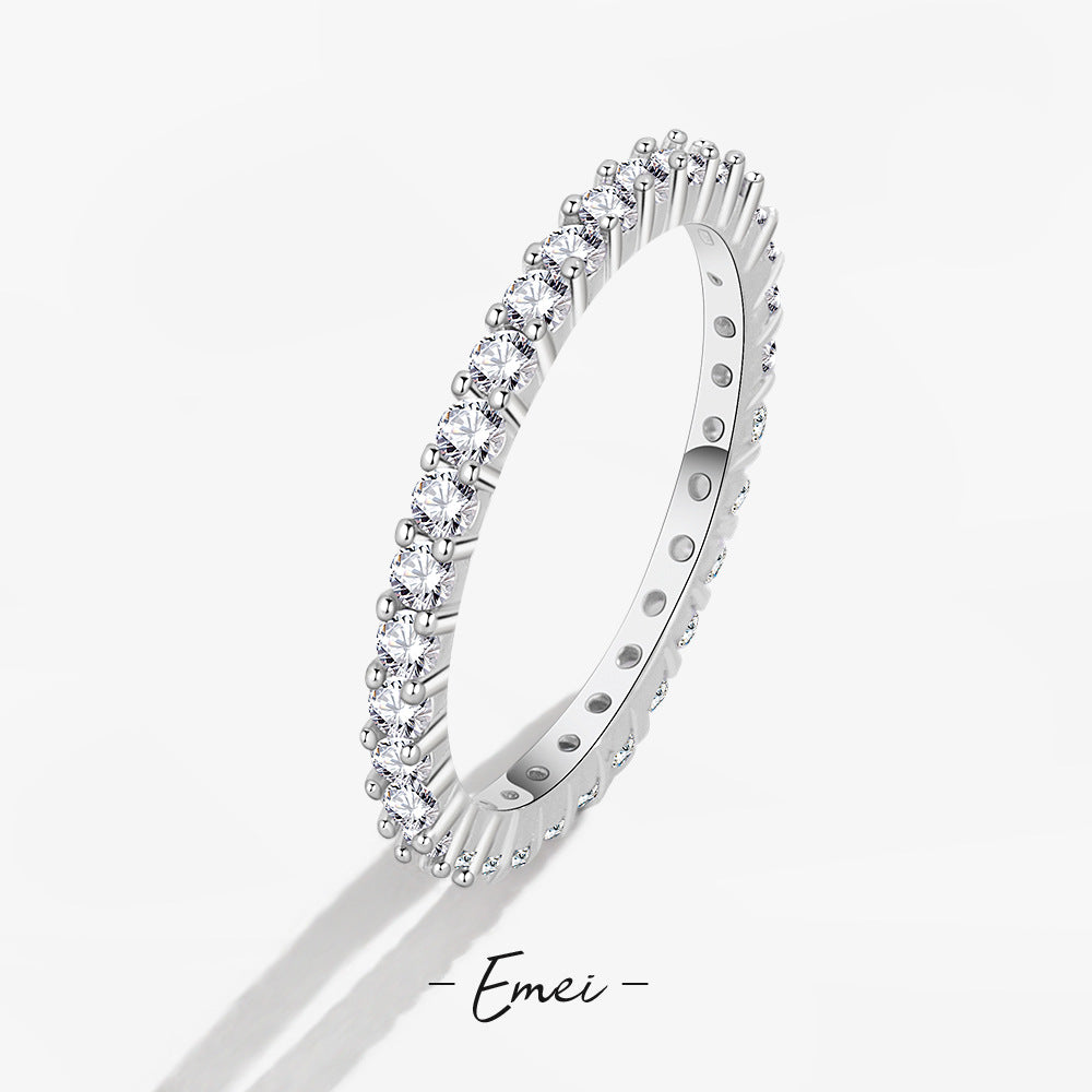 Women's Simple Twin Full Circle Moissanite Single Rings