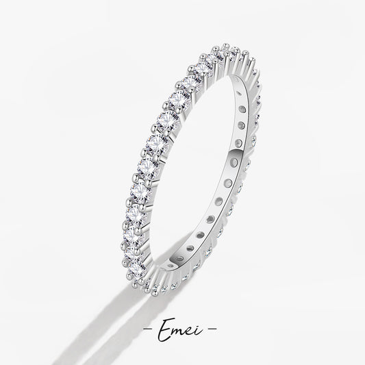 Women's Simple Twin Full Circle Moissanite Single Rings