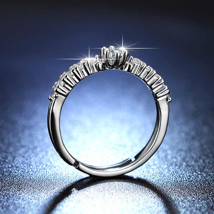 Rhinestone Asterism Moon Simulation Moissanite Female Korean Rings