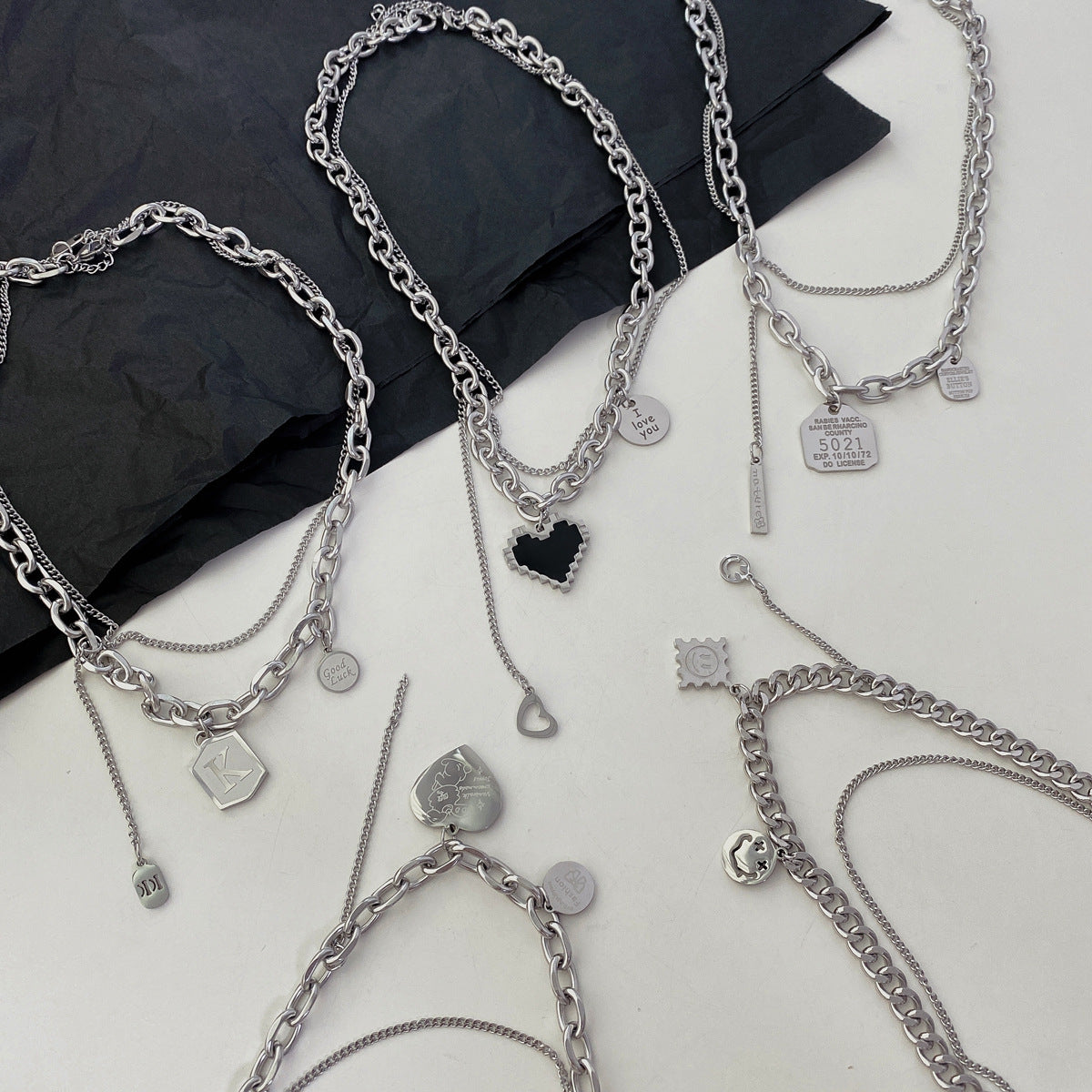 Women's & Men's Titanium Steel Letter And Cold Wind Necklaces