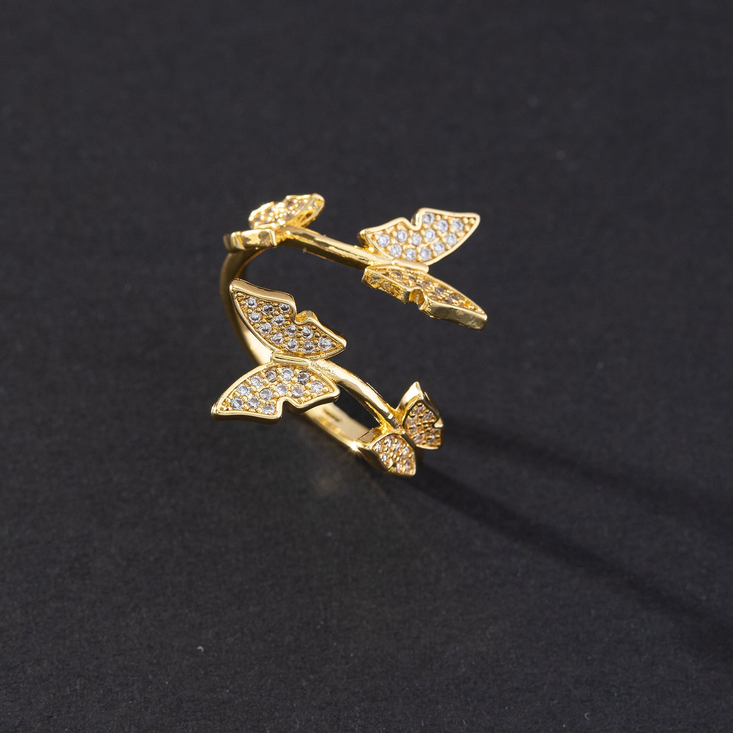 Ornament Affordable Luxury Style Double Zircon Female Rings