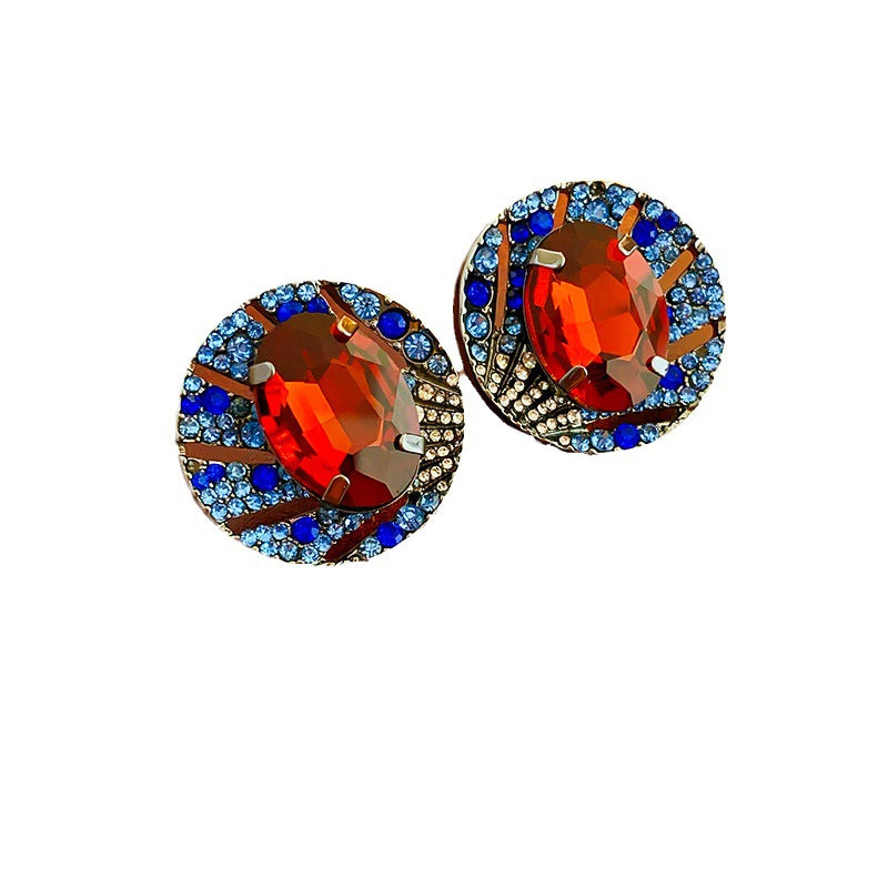 Women's Retro Exaggerated Fashionable High-grade Oval Sier Earrings