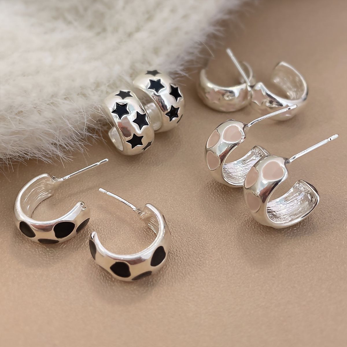 Women's Color Drop Oil Geometric Stars Type Rings
