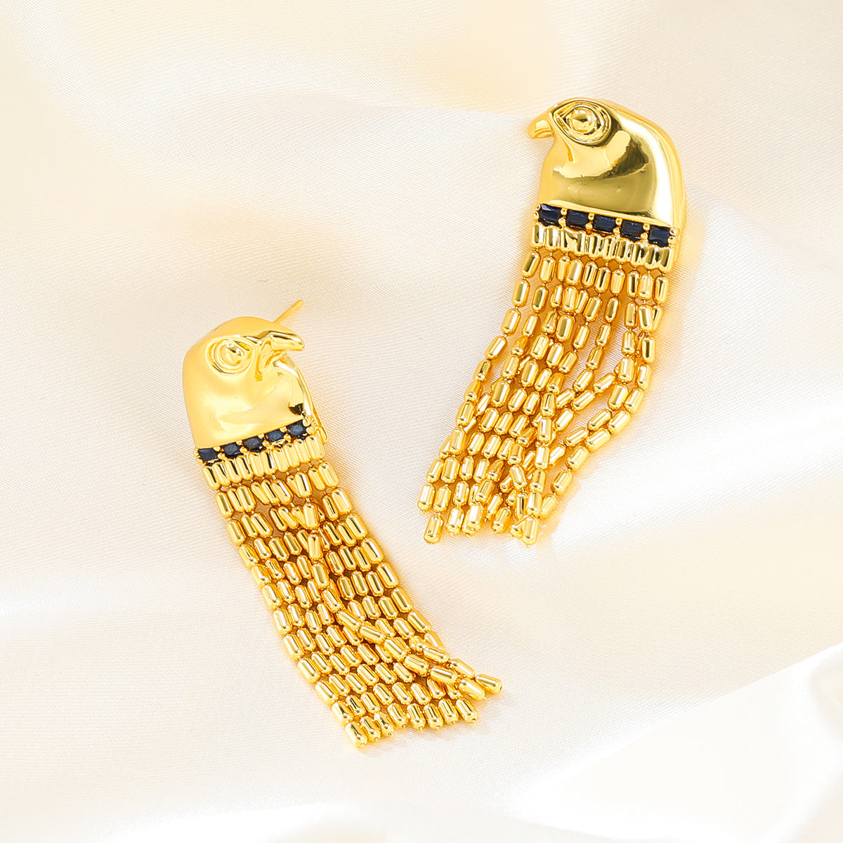 Damen Kupfer Vintage Lange Adler Quaste Schmuck Ohrringe