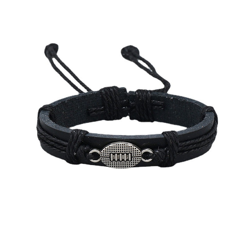 Herren-Tragegurt, handgewebte Armbänder aus schwarzer Lederlegierung