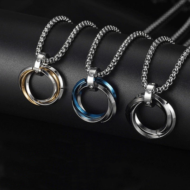 Colliers Trinity en acier titane pour hommes, sans décoloration, pour femmes