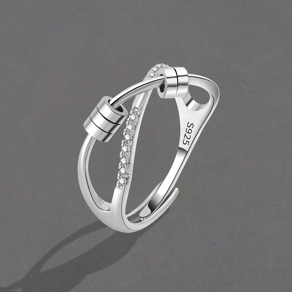 Fashion Simple Design Cross Decompression Rotatable Rings