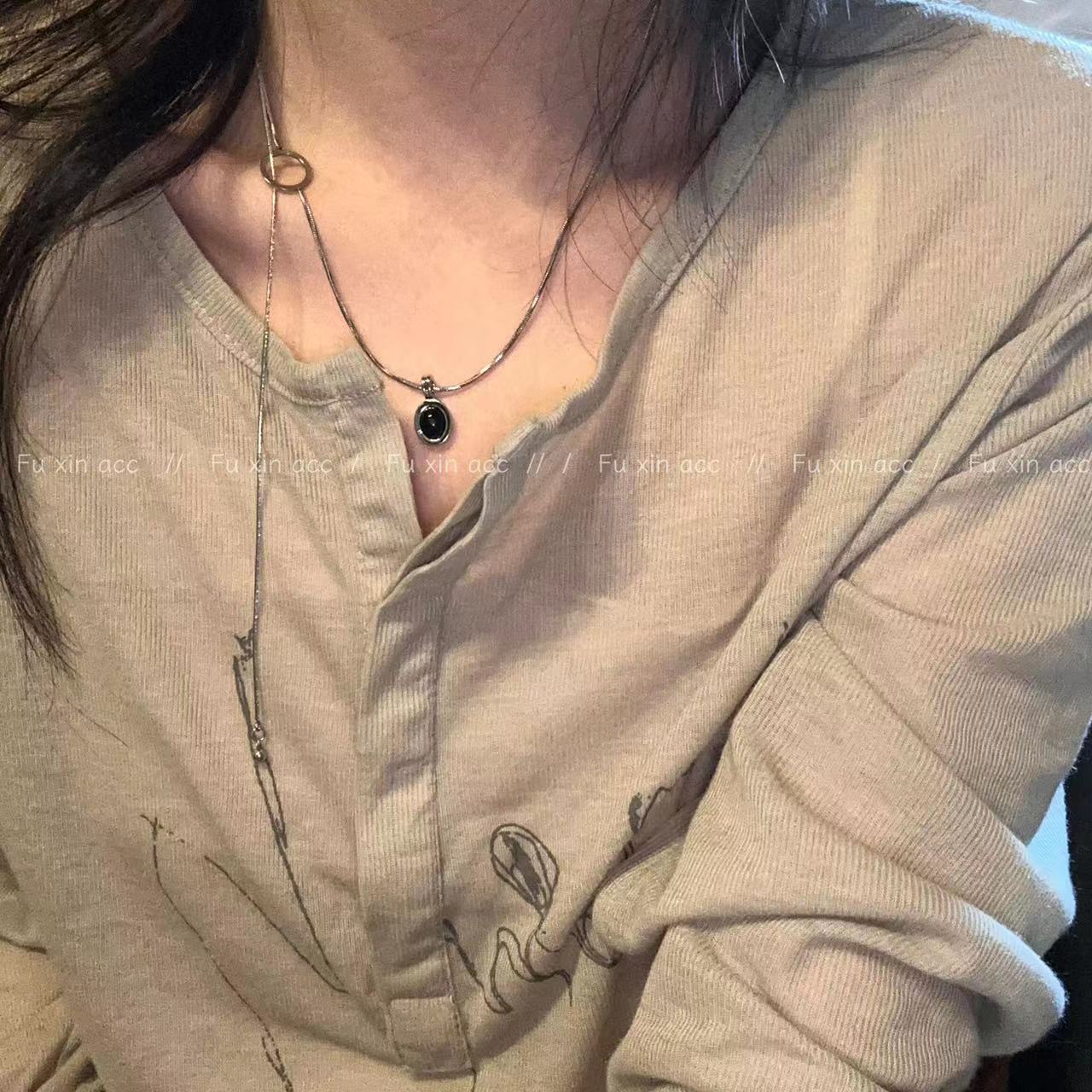 Agate Cold Style Sweater Chain Light Luxury Necklaces