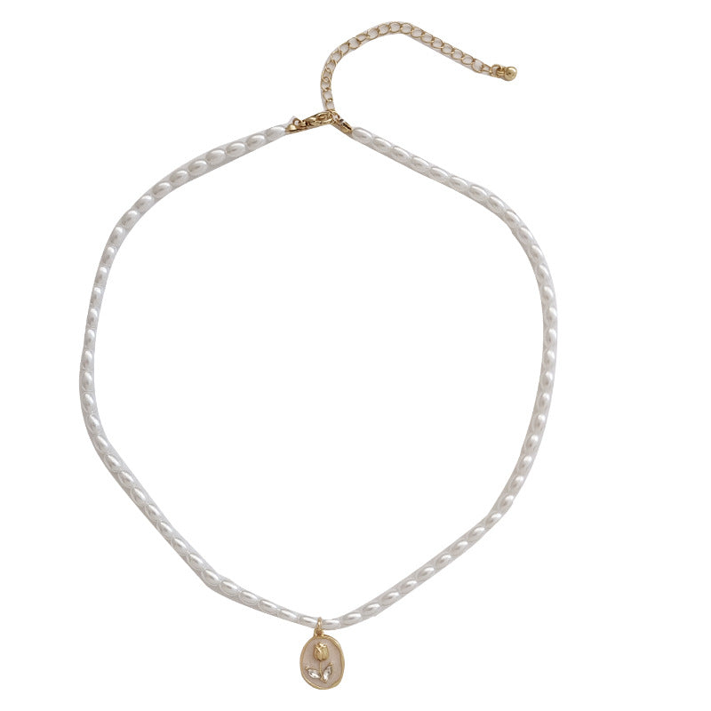Pearl Sweet Tulip Pendant Style Fairy Clavicle Necklaces