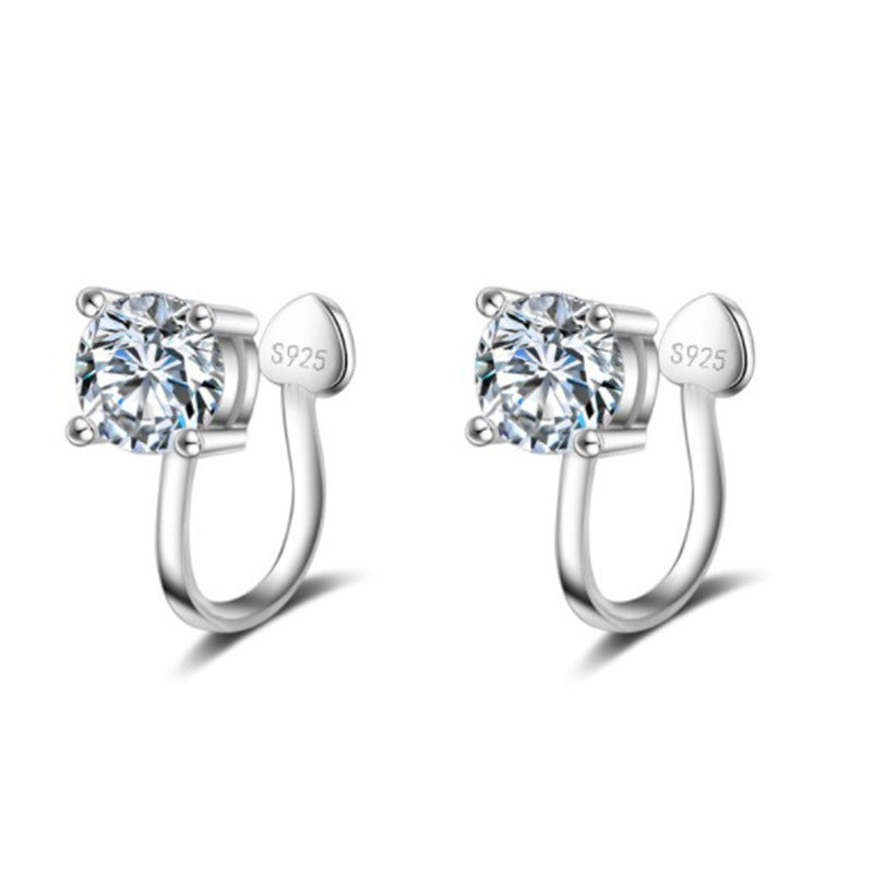 Simple Temperament Shining Zircon Painless Clips Female Ear Clip