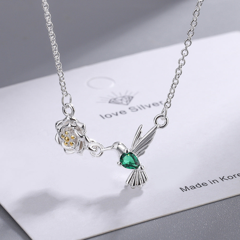 Mori Style Simple Cute Branch Bird Female Korean Diamond Necklaces