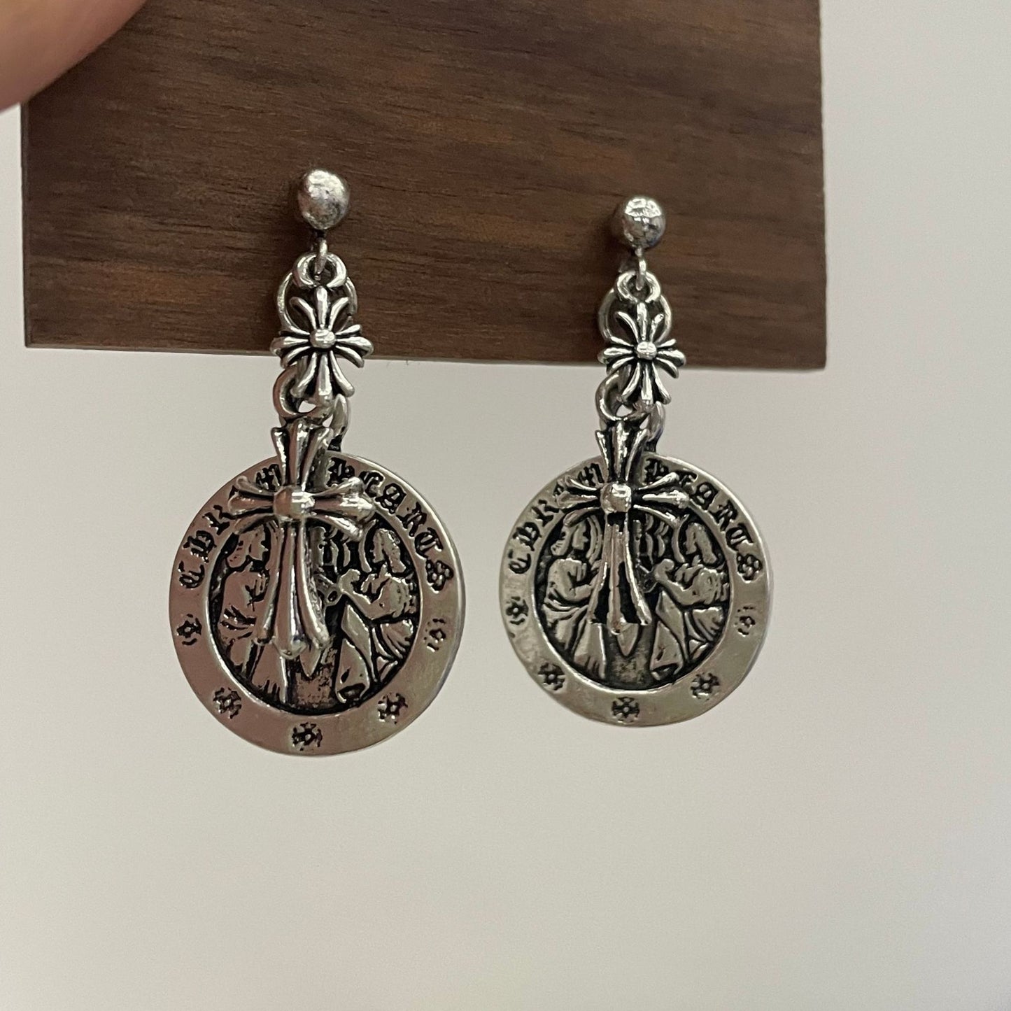 Cross Angel Mural Retro Distressed Accessories Fashion Earrings