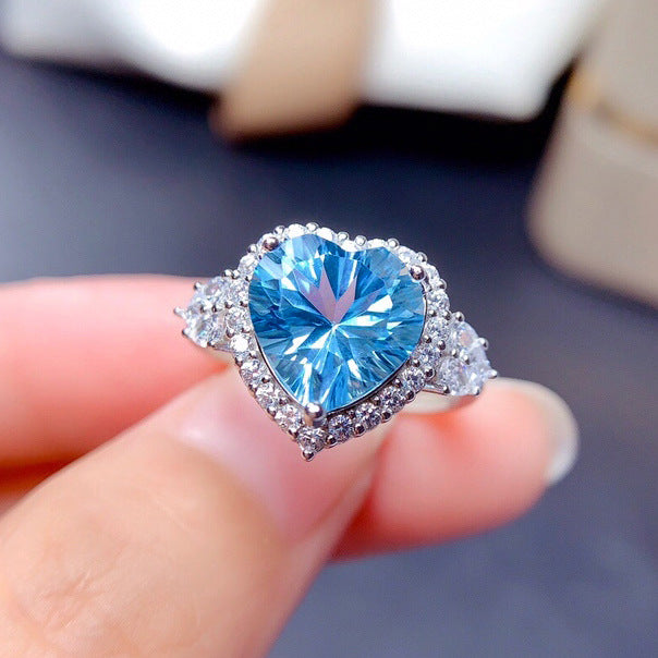 Offene Ringe mit ozeanblauen Topasfarbenen Edelsteinen