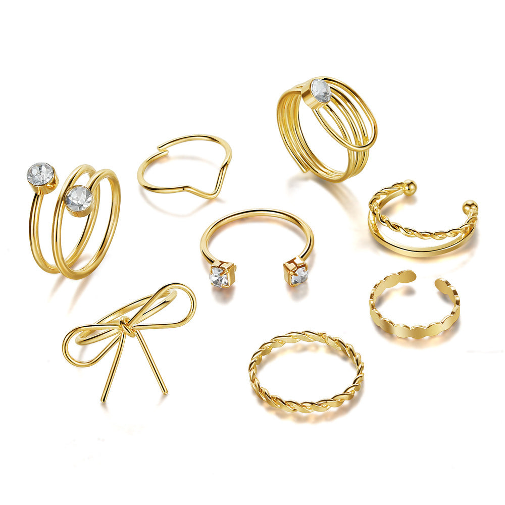 Twist Butterfly Set Of Knuckle Alloy Simple Rings