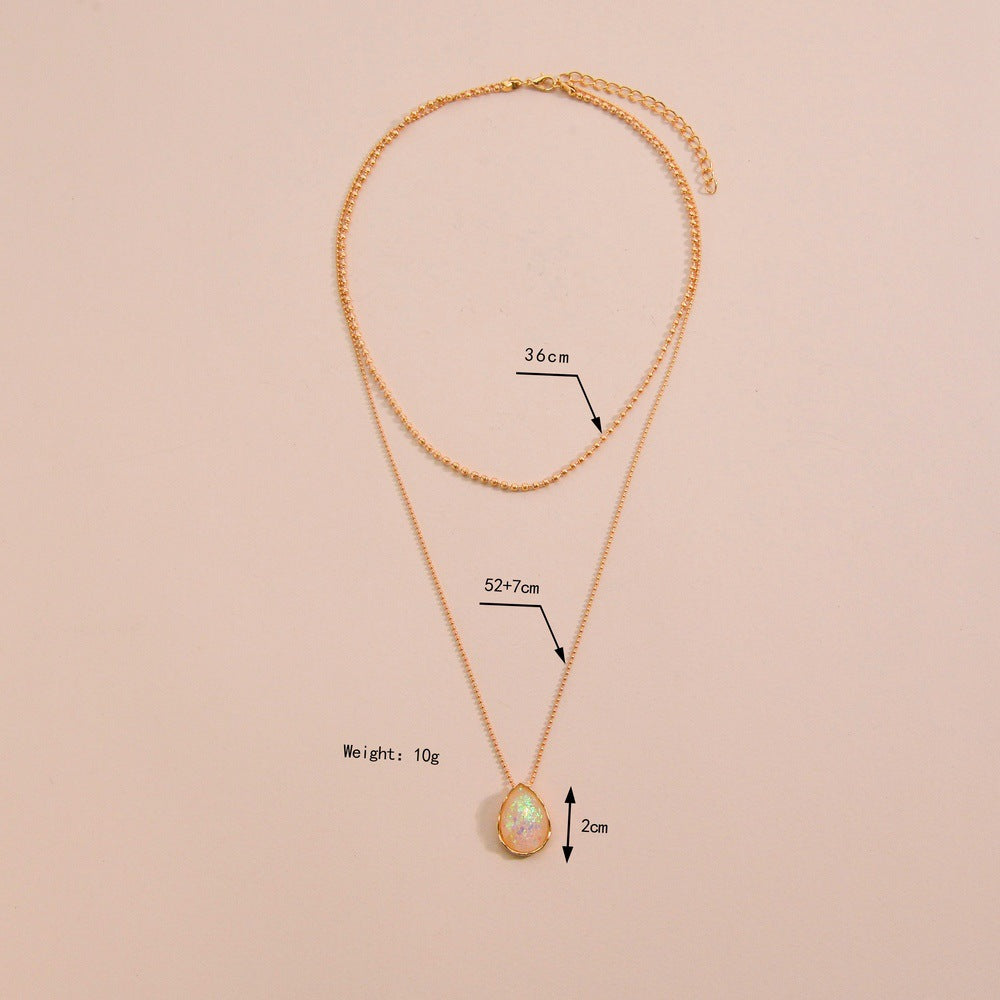 Retro Style Water Drop Imitation Opal Necklaces