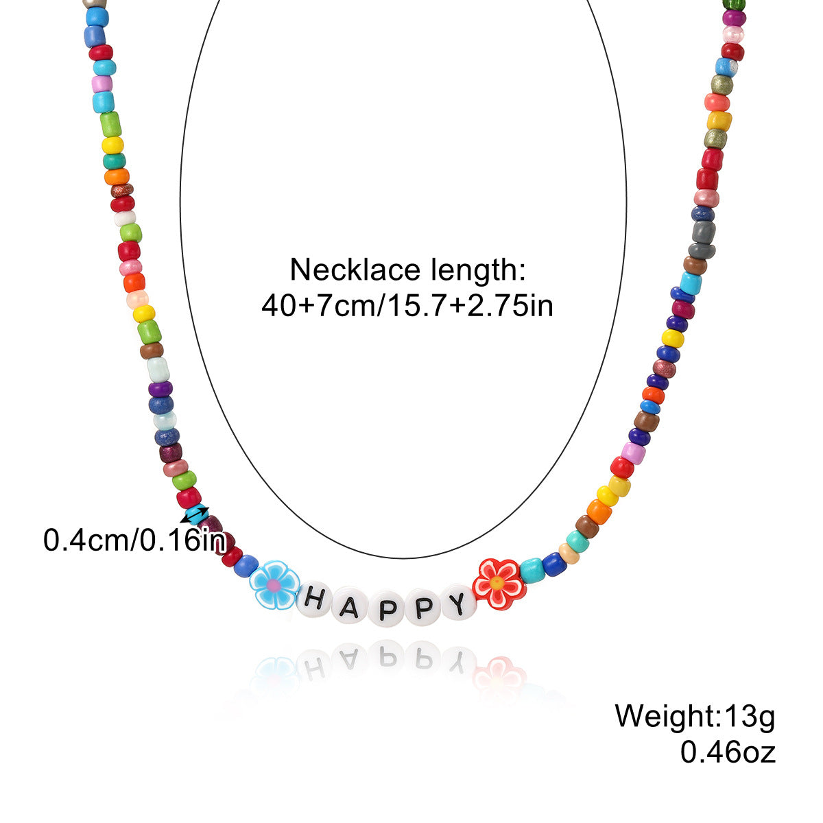 Colliers de perles de couleur exquises avec lettres d'ornement d'été