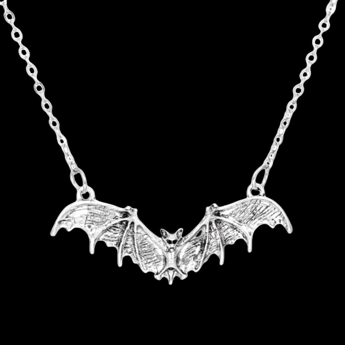 Chaîne et colliers avec pendentif chauve-souris à vent gothique foncé pour femmes, hommes et femmes