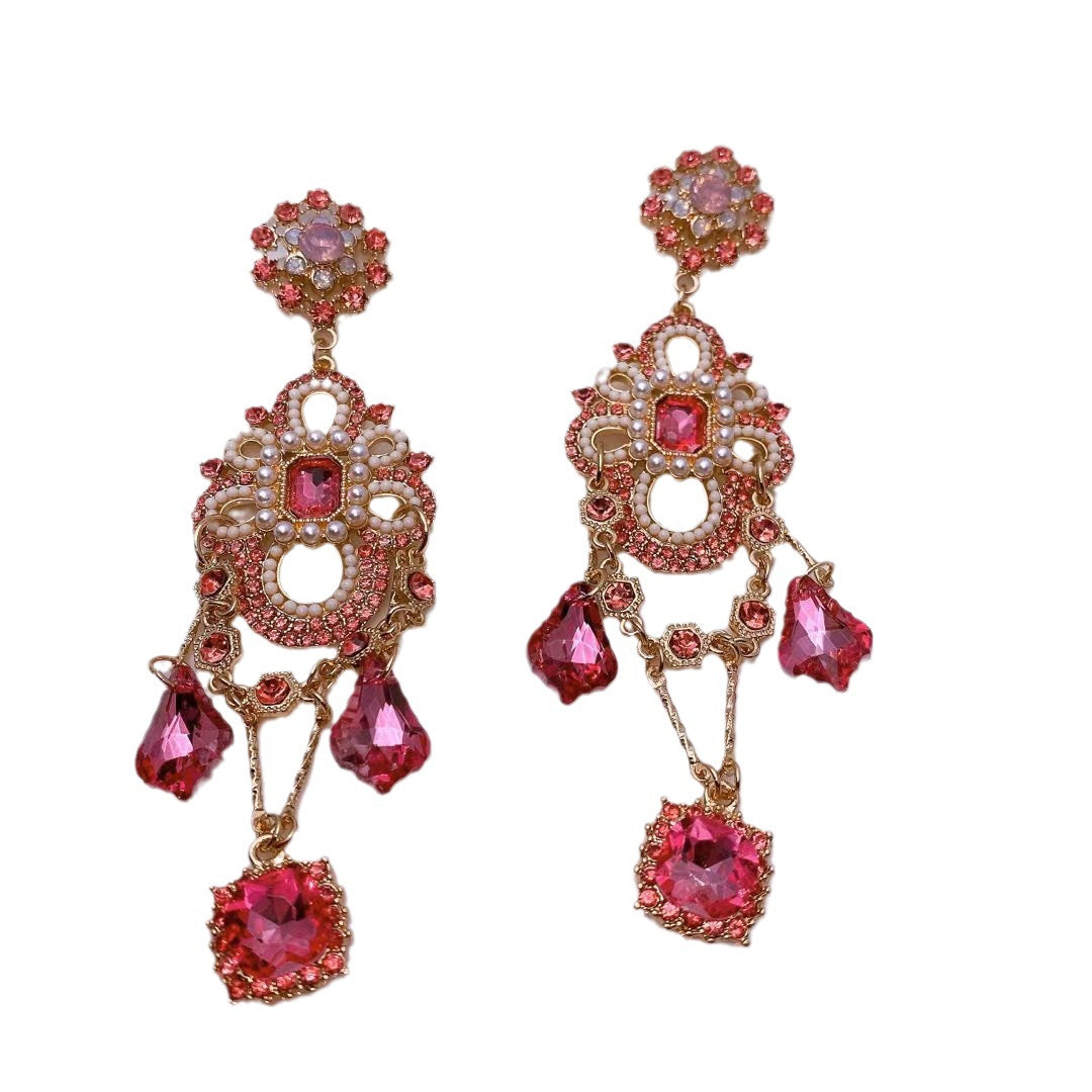 Damen-Ohrringe im Retro-Stil mit violettem Ozean-Brechungskristall