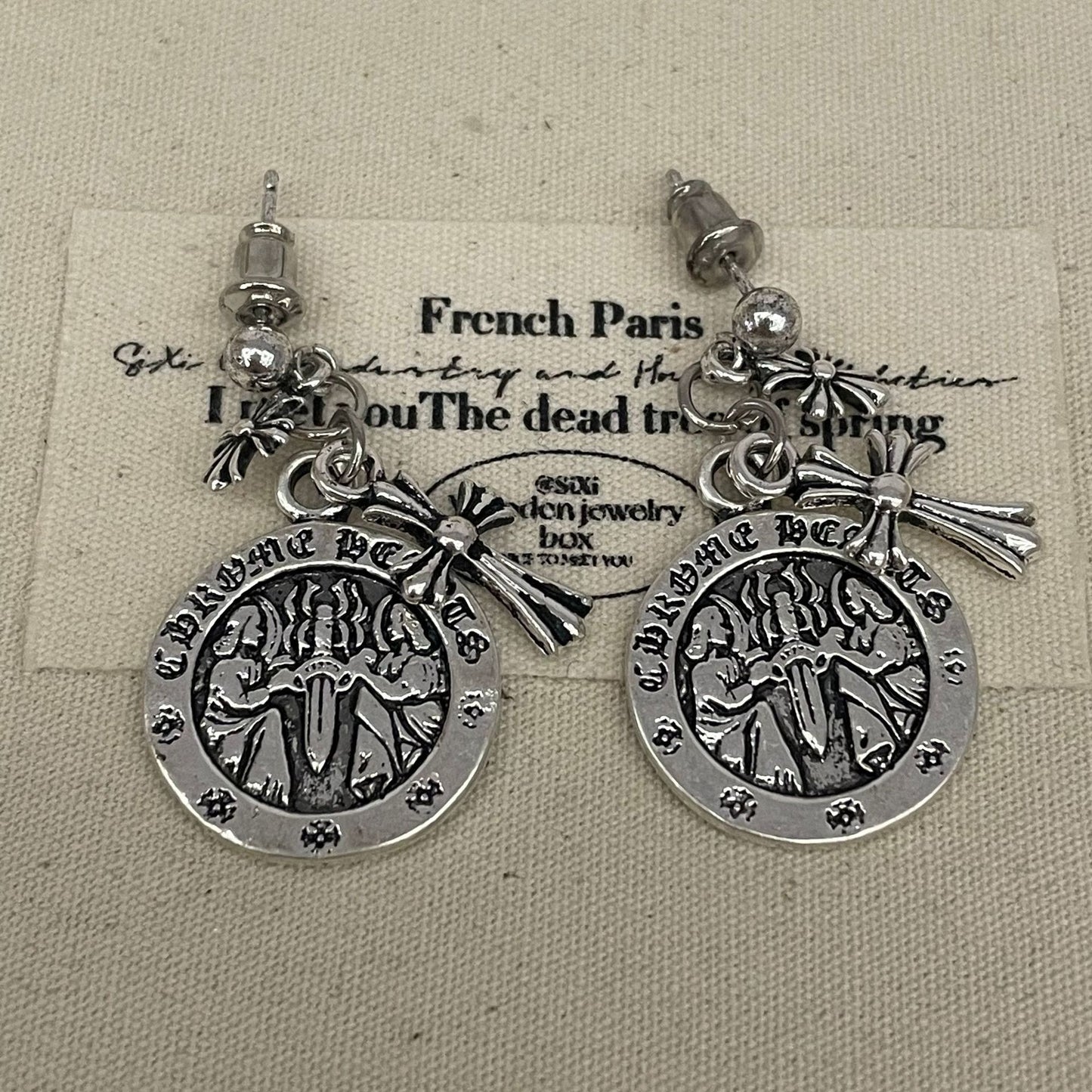 Cross Angel Mural Retro Distressed Accessories Fashion Earrings