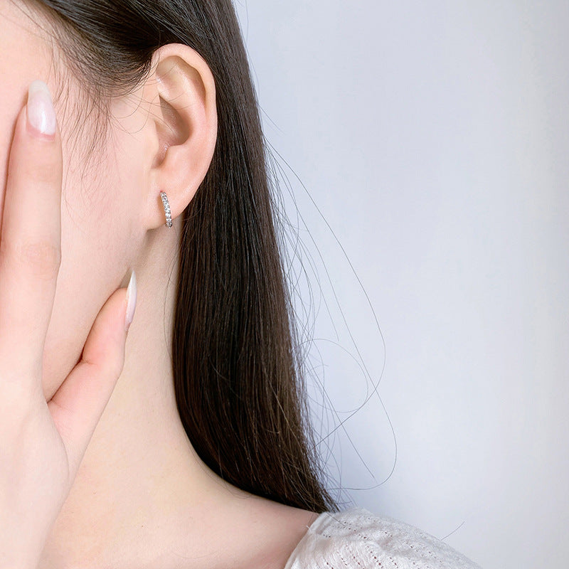 Women's Sterling Sier Diamond Exquisite Trendy Download Earrings