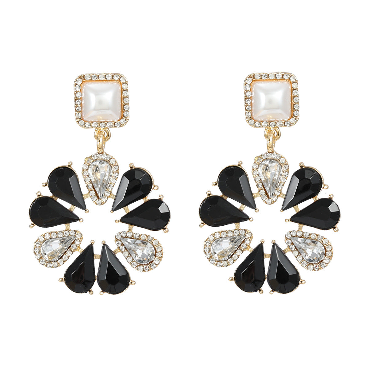 Women's Stylish Colored Diamond Round Alloy Full Earrings