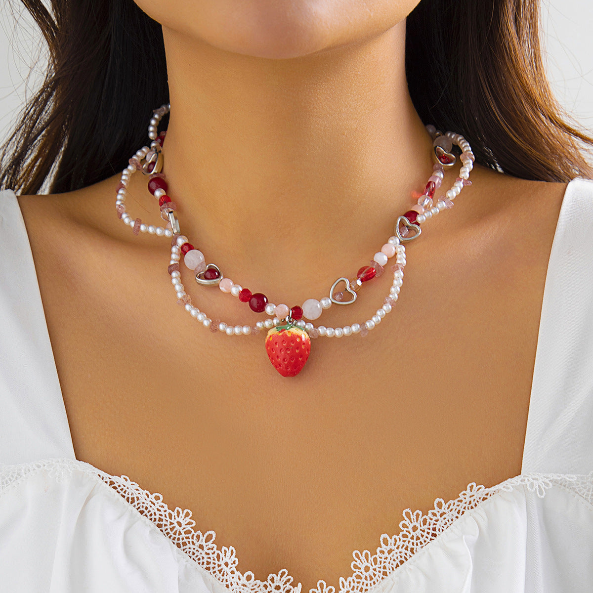 Colliers d'imitation d'amour de niche de perles chaudes d'ornement