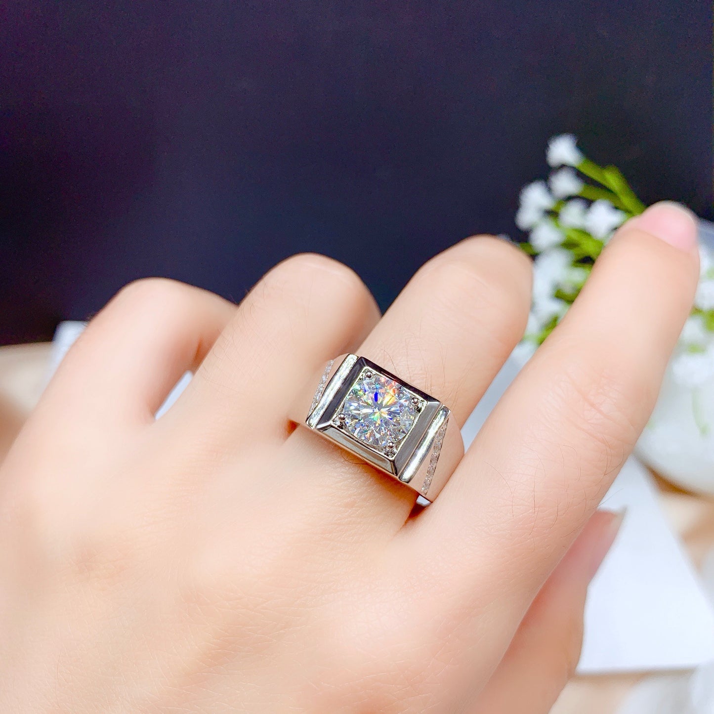 Plated Simulation Diamond Engagement Open Eight Hearts And Rings