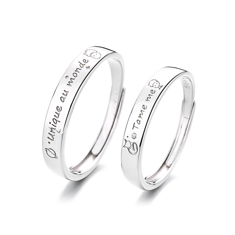 Little Prince And Fox Couple Sterling Sier Simple Rings