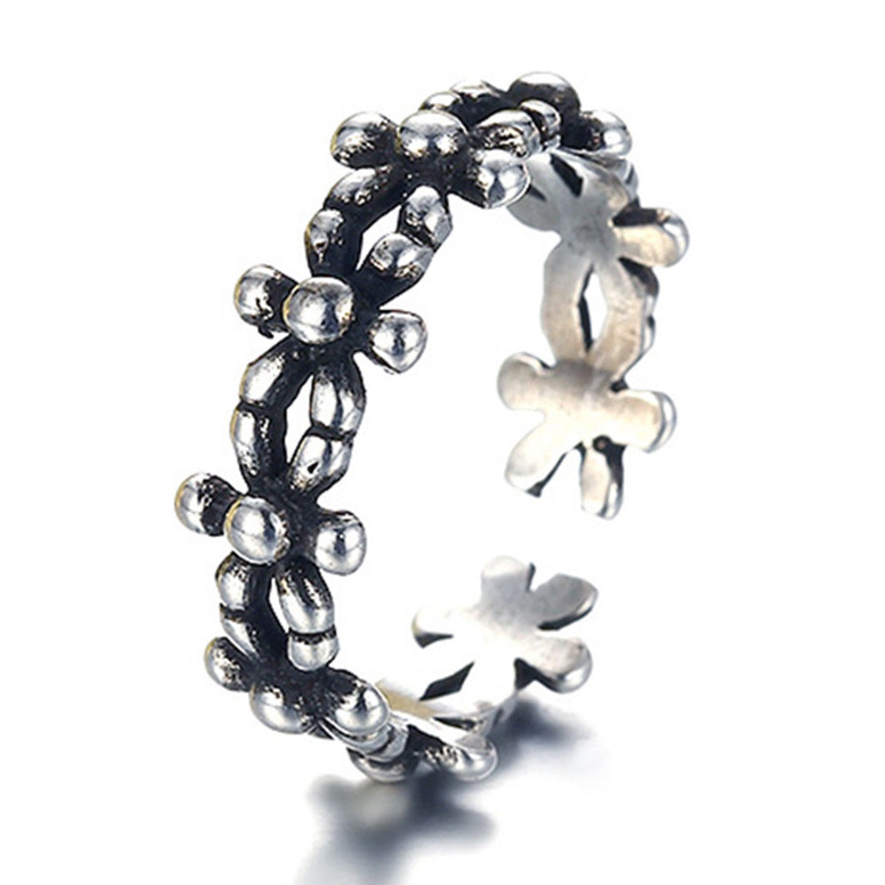 Creative Ornament Sier Plated Female Black Finger Imitation Rings