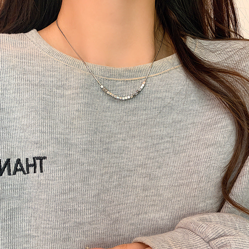 Women's Style Sier Square Fashionable Clavicle Chain Necklaces